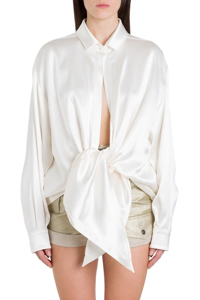Saint Laurent Wide Shirt With Knotted Design In White