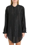 SAINT LAURENT OVERISIZED SHIRT WITH SILVER STRIPES MOTIF,11398633