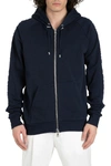 Balmain Embossed Logo Zipped Hoodie In Blu