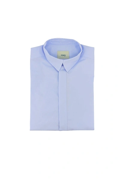 Fendi Kids' Cotton Shirt In Light Blue
