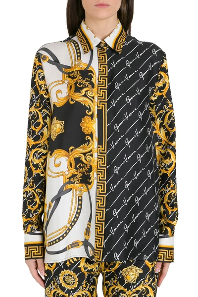 Versace Gianni Rodeo Silk Collared Shirt In Multicolor