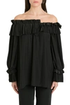 P.A.R.O.S.H OFF-THE-SHOULDER BLOUSE,POTEREXD311233013NERO