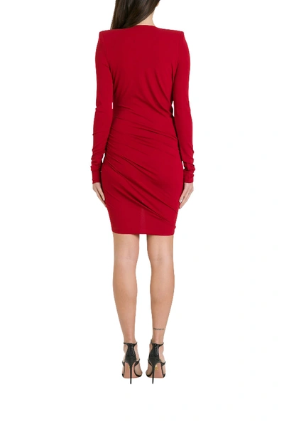 Alexandre Vauthier Knitted Draped Dress In Dark Red