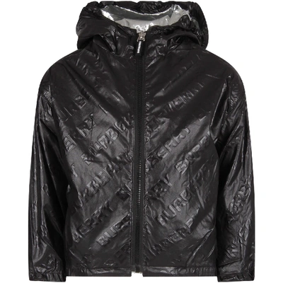 Burberry Teen Logo Print Lightweight Hooded Jacket In Black