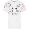KENZO KENZO KIDS WHITE GIRL DRESS WITH TIGERS,KQ3024801