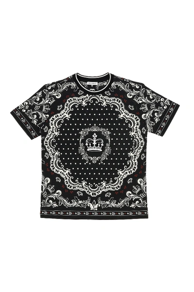 Dolce & Gabbana Kids' Bandana T-shirt In Nero.