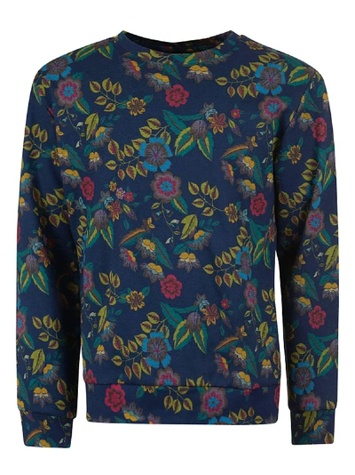 Etro Floral Print Sweatshirt In Blu