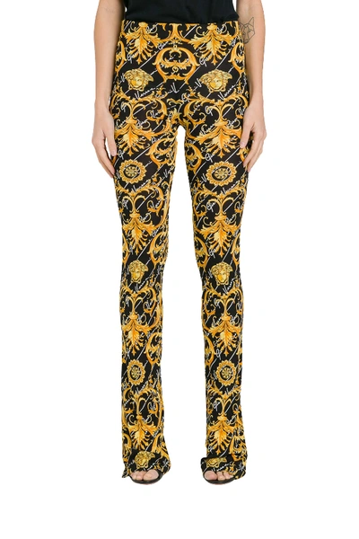 Versace Barocco Signature Print Flared Trousers In Multicolour