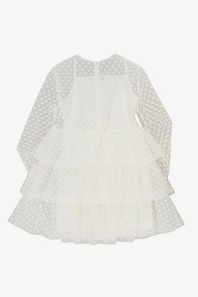 Philosophy Di Lorenzo Serafini Kids' Ruffled Tulle Dress With Floral Emboidered In White
