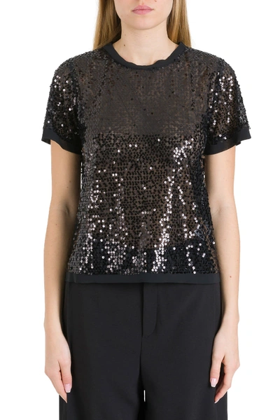In The Mood For Love Swift Sequin Embroidered Top In Black