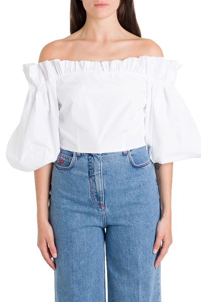 Philosophy Di Lorenzo Serafini Off-shoulder Cropped Blouse In White
