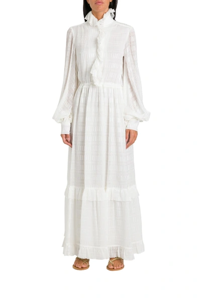 Etro Jacquard Silk Maxi Dress In White