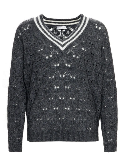 Brunello Cucinelli Wool Sweater In Grey