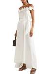MIGUELINA FELICITY OFF-THE-SHOULDER SILK AND COTTON-BLEND MAXI DRESS,3074457345622085978