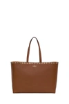 Valentino Garavani Large Rockstud Leather Tote In Brown