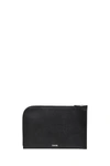 GANNI FLAT POUCH IN TEXTURED LEATHER,11400161