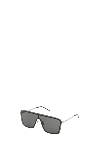 Saint Laurent Flat Top Metal Mask Sunglasses In Metallic