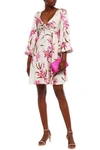 ZIMMERMANN CORSAGE KNOT FLORAL-PRINT SILK-BLEND SATIN-TWILL MINI DRESS,3074457345620786834