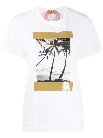 N°21 Palm Tree Print T-shirt In White