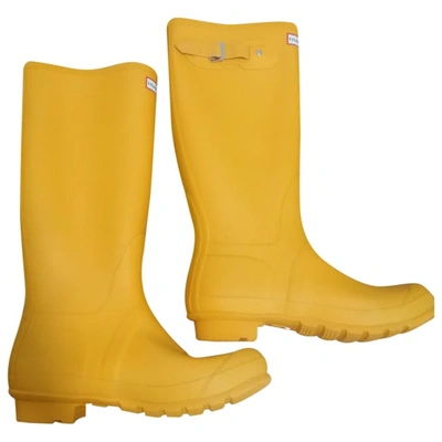 Pre-owned Hunter Yellow Rubber Boots