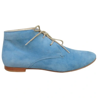 Pre-owned Tod's Lace Up Boots In Blue