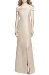 ALFRED SUNG OFF THE SHOULDER SATEEN GOWN,D751