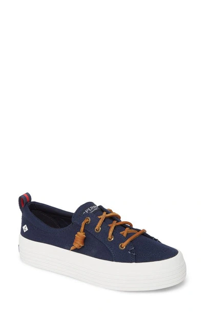 Sperry Crest Vibe Sneakers - Solid - Navy Blue - 9 1/2 M - 100% Cotton Talbots