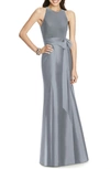 ALFRED SUNG JERSEY BODICE MIKADO TRUMPET GOWN,D737