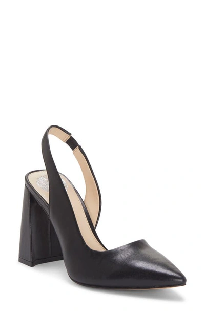 Vince Camuto Analees Slingback Block-heel Pumps Women's Shoes In Black Leather