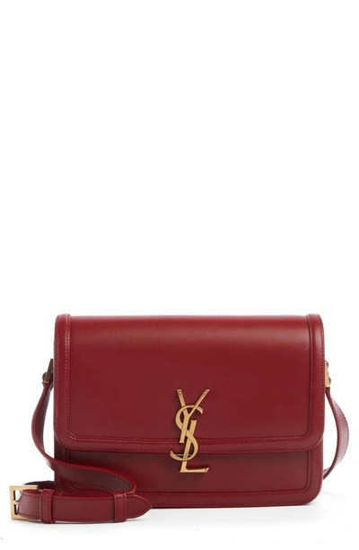 Saint Laurent Medium Solferino Leather Shoulder Bag In Rouge Opium