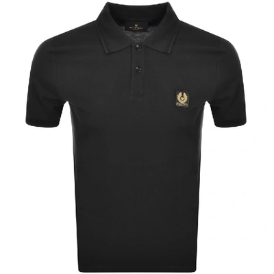 Belstaff Slim-fit Logo-embroidered Cotton-piqué Polo Shirt In Black