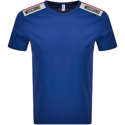 Moschino Taped Logo Short Sleeved T Shirt Navy