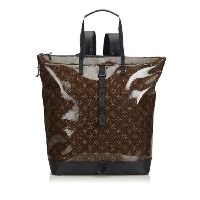 Pre-owned Louis Vuitton Monogram Glaze Backpack In Black