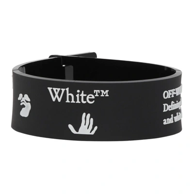 Off-white Ow Logo Thin Bracelet In Black/white