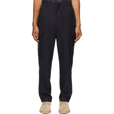 Officine Generale Brushed Twill Cargo Pants In Navy