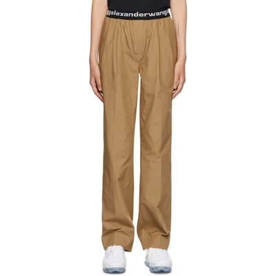Alexander Wang T Tan Pull-on Pleated Lounge Trousers In Tobacco