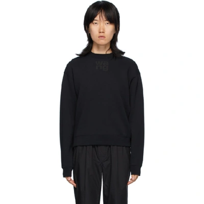 Alexander Wang T Essential Terry Crew Sweatshirt W/ Puff Paint Logo In Black