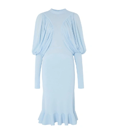Burberry Puff-sleeve Jersey Dress In Blue