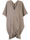Voz Lineas Fringe Duster In Neutrals