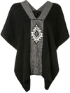 Voz Estrella Knitted Poncho In Black