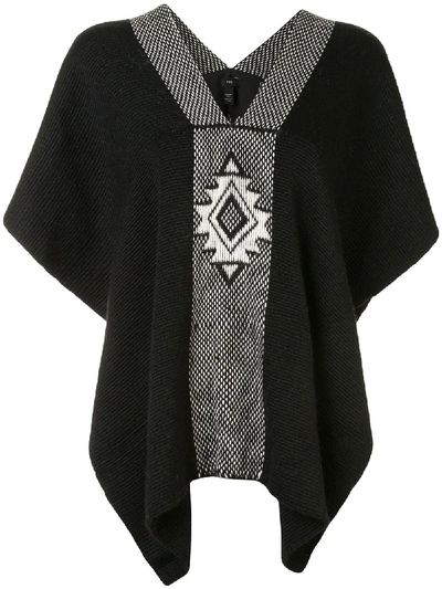 Voz Estrella Knitted Poncho In Black