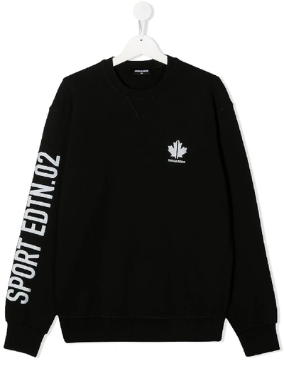 Dsquared2 Teen Logo Print Sweatshirt In Black