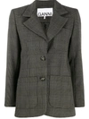 GANNI CHECK PRINT BLAZER