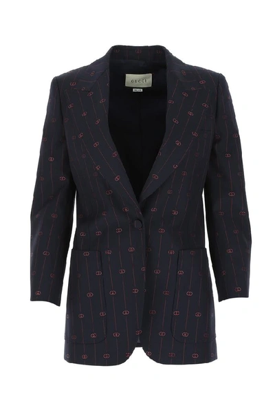 Gucci Retro Gg Pinstripe Blazer In Blue