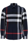 Burberry Summerton Shirt Men In Blue,white,grey