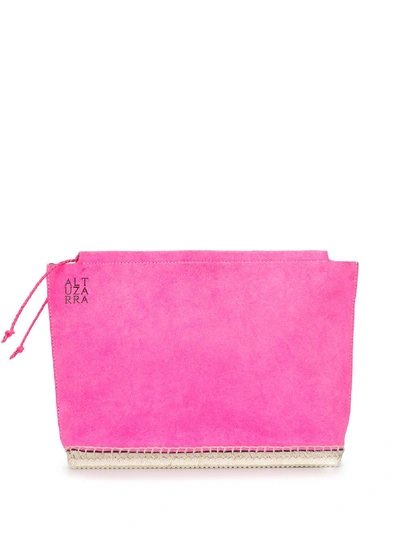 Altuzarra Espadrille Small Suede Clutch In Pink