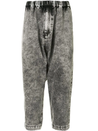 Black Comme Des Garçons Cropped Tapered Trousers In Grey