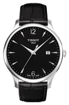 TISSOT TRADITION LEATHER STRAP WATCH, 42MM,T0636103603700