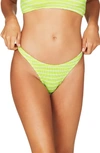 Bound By Bond-eye The Scene High-cut Ribbed Bikini Bottoms In Lime/ White Stripe