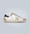 Golden Goose Distressed Superstar Sneakers In Silver